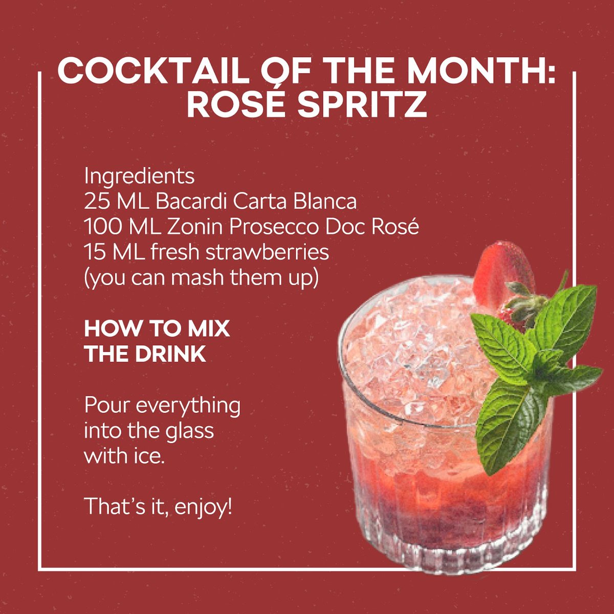 The most 'grammable drinks are pink, right? 🍓

Our #CocktailoftheMonth is super-refreshing spritz for hot Summer days – and REALLY easy to make! 🍓🍹🧊

Swipe to see the recipe! #SpinneysBev