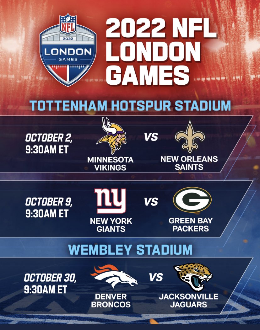 Adam Schefter on Twitter "The three NFL games in London this season