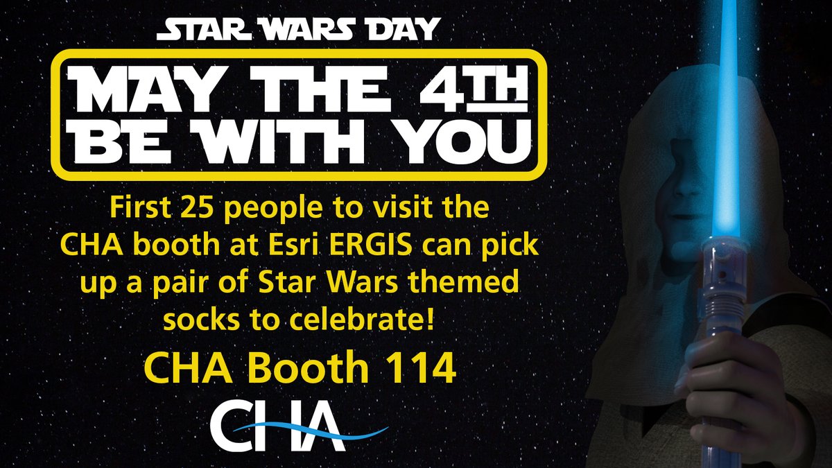 CHAsolutions_'s tweet photo. The force is strong with you on this May the Fourth! Attending @Esri ERGIS? Stop by Booth 114 to grab a pair of themed socks and while you’re there, ask about our ArcGIS Pro add-ins and Corrivo software.

#theCHAway #CHAIntegratedSolutions #GIS #ERGIS #EsriPUG #MayThe4thBeWithYou https://t.co/6gs1X2rqh4