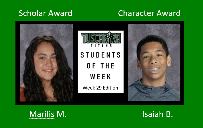 Titans_week's tweet photo. Congratulations to the Students of the Week for Week 29!

🌟 “Marilis is an incredible student. She does work of the highest quality &amp; is always challenging herself!”

🌟 “Isaiah rises to every challenge. He has been dedicated &amp; shows responsibility.” 

Way to go, Titans! https://t.co/b64rCrFM6q