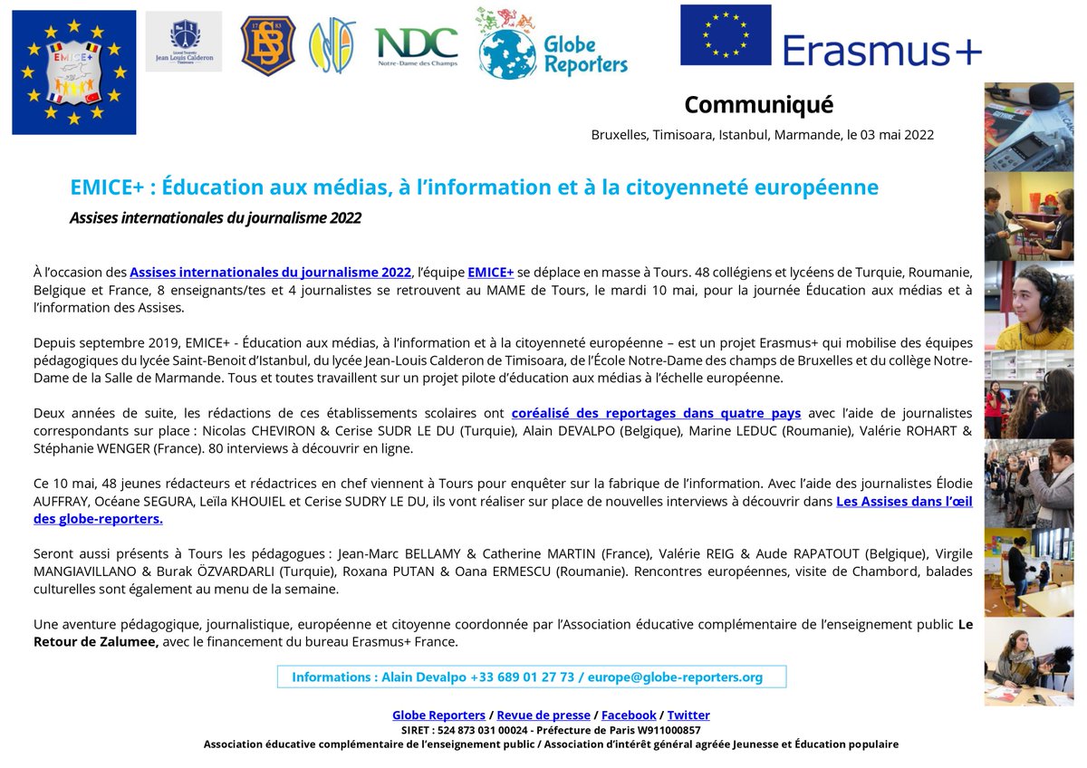 La Team #emiceplus au grand complet au rdv pour les <a href="/LesAssises/">Assises du Journalisme</a> de Tours du 9 au 13 mai #emi #ErasmusPlus @JeanMarcBellamy @GlobeReporters <a href="/virgile_ma/">Virgile Mangiavillano</a> <a href="/karen_prevost/">Karen Prévost-Sorbe</a> <a href="/clemibordeaux/">imartindaemi</a>