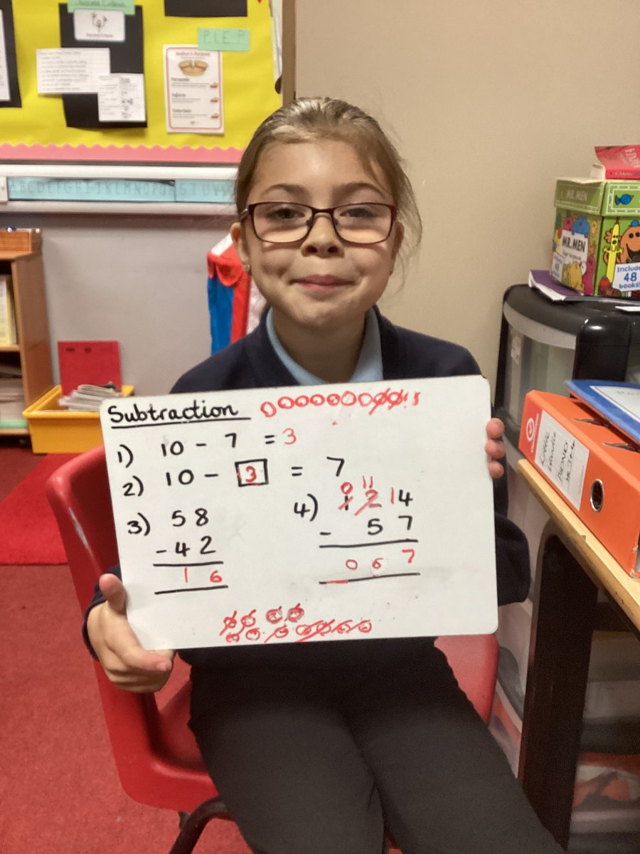 We're super proud of Gracie today who independently solved her subtraction questions. Great job!