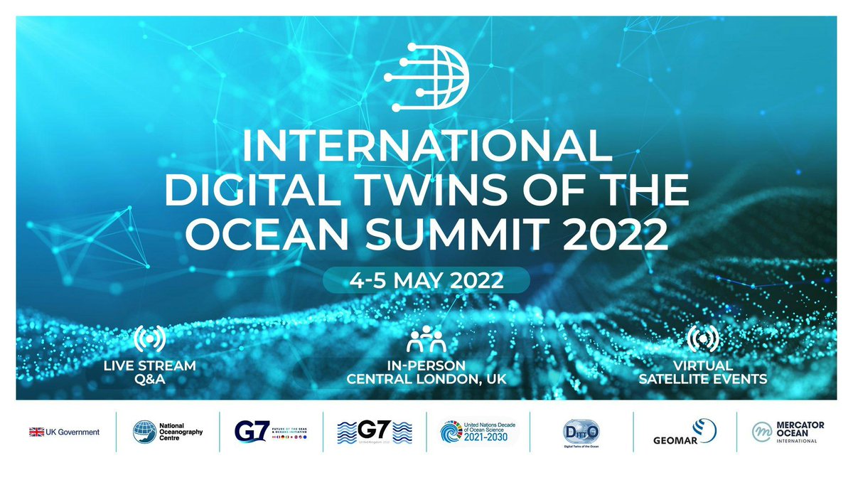 ocean_twin's tweet photo. Come and join us today at #DITTO22 to learn more on how the Digital Twins of the Ocean are used to support ocean protection, ocean governance and a sustainable Blue Economy. https://t.co/Fcgs2E8hEO #OceanDecade #OceanObs #OceanPredict #DigitalOcean #BlueEconomy https://t.co/Vpxsa4F934
