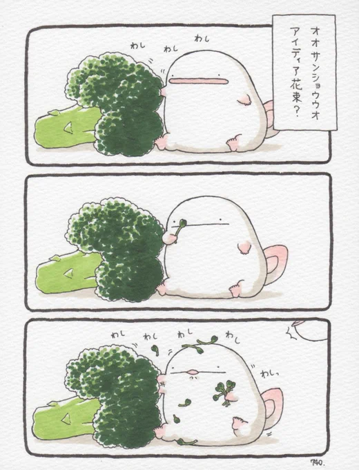 オオサンショウウオ、アイディア花束? 