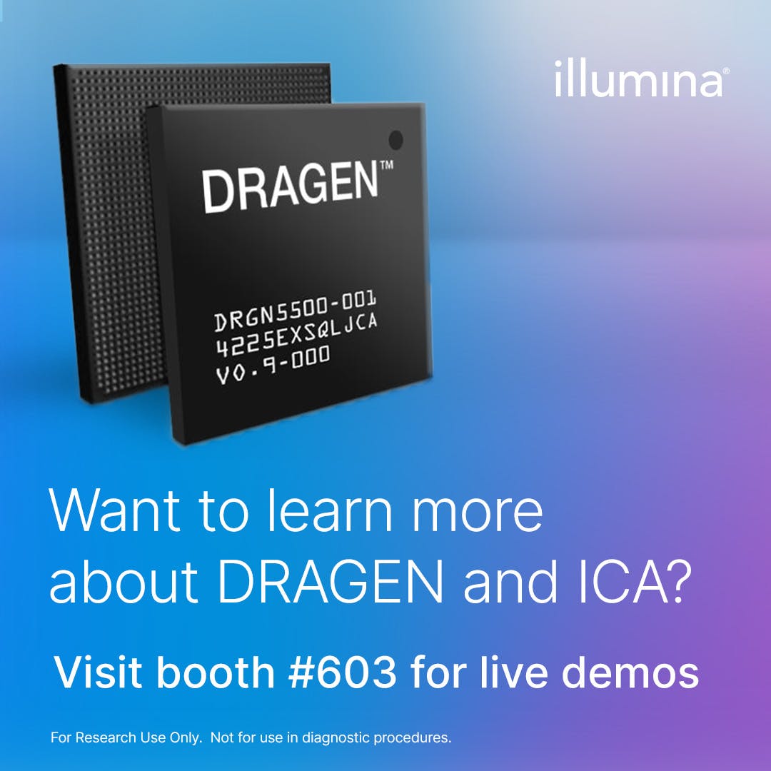 RachelSteinbe12's tweet photo. Day 2 of #BioIT22! Want to learn more about ICA and DRAGEN™ ? Live demos are happening today at 9:45am and 2PM - head over to the Illumina booth #603 to see how our solutions accelerate your #genomic discovery. https://t.co/j5JboFiSDV https://t.co/nXOvUzQtbO