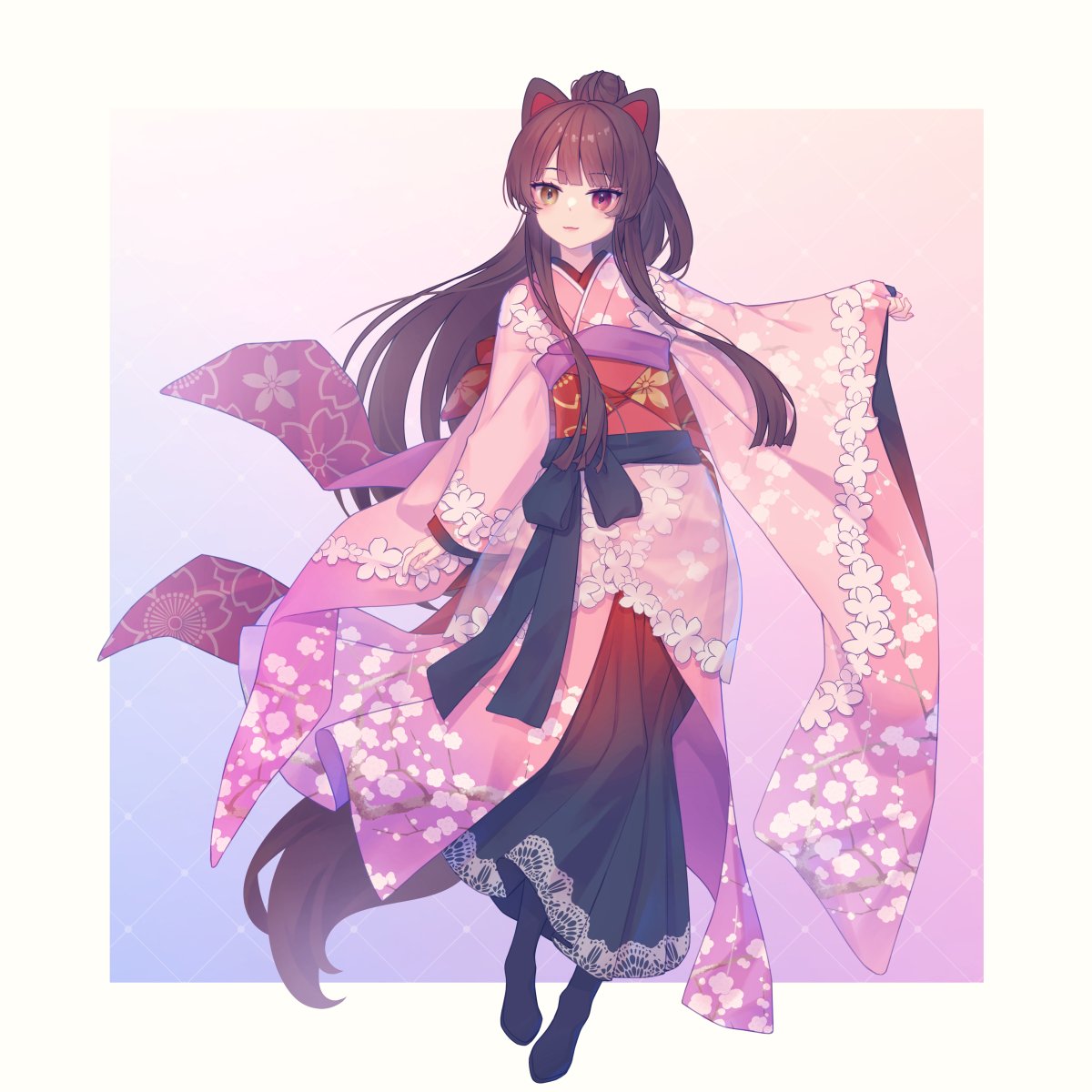 inui toko 1girl japanese clothes kimono solo long hair dog ears animal ears  illustration images