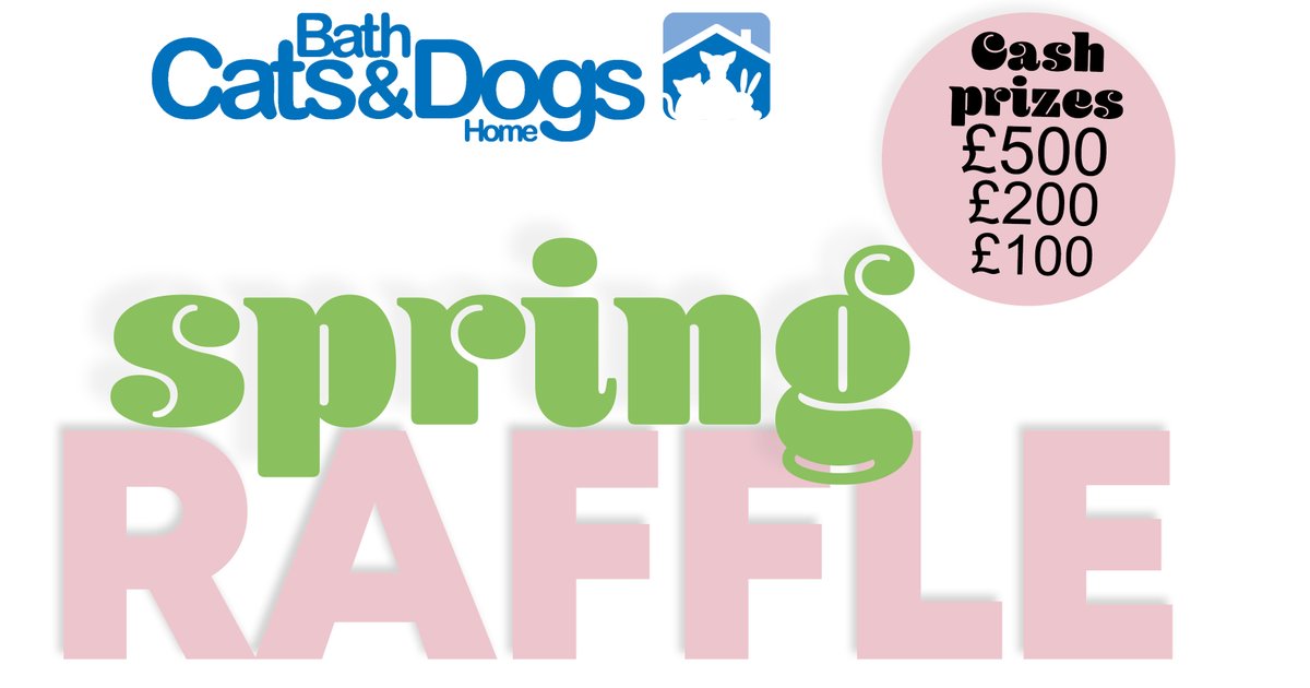 Our Spring Raffle is now open with a chance to win £500! You can get your tickets at reception, any of our Charity Shops, and also purchase online. Every ticket bought raises funds for the care of cats and dogs in need. Online, head to bathcatsanddogshome.org.uk/donate_today/s…