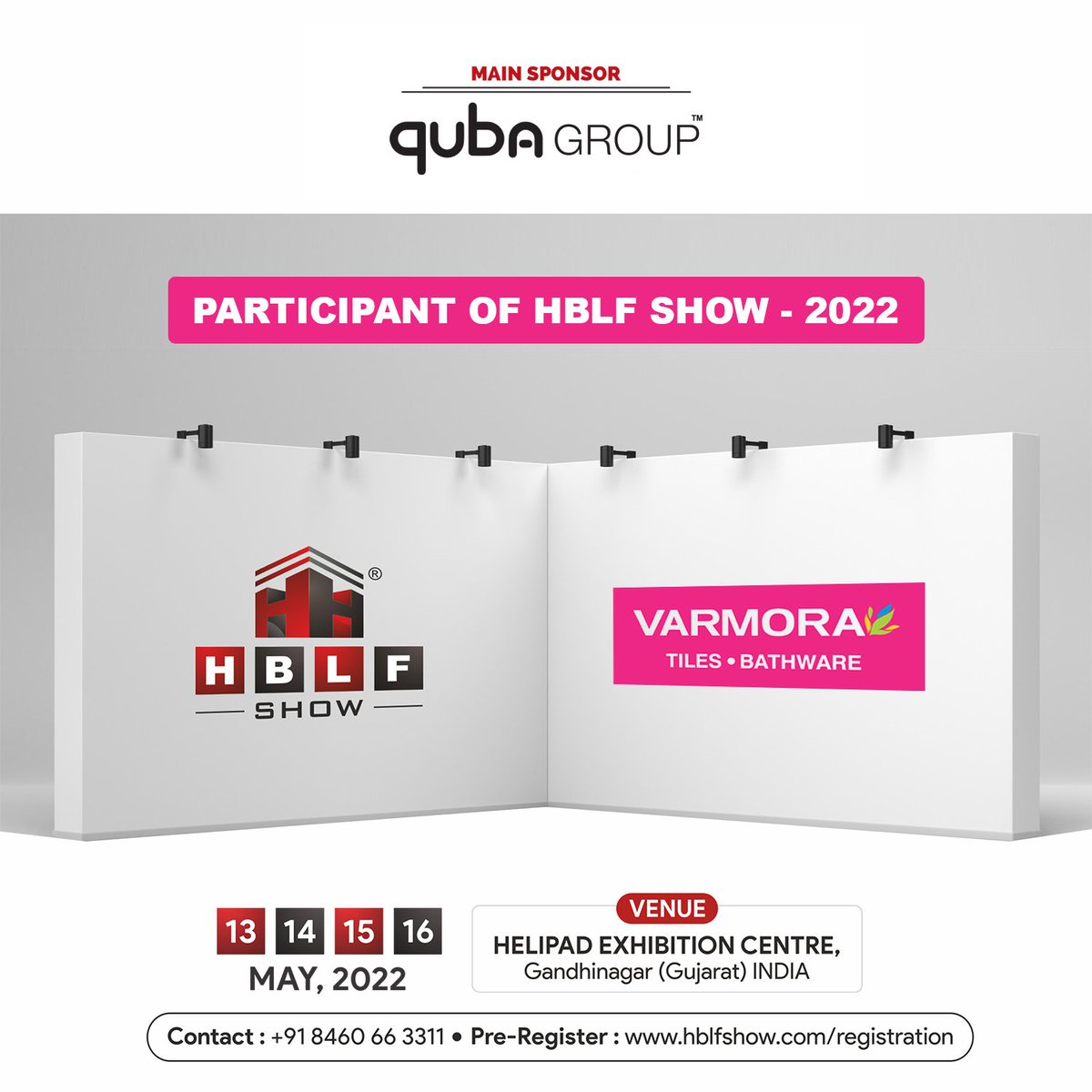 HBLFShow's tweet photo. It is pleasure to announce #VARMORA as a participant at upcoming India’s Largest Architectural and Interior Products @HBLFShow Exhibition at Helipad Exhibition Centre, Gandhinagar on 13 – 16 May 2022.
#Tiles #Bathware #Basin #UpComingExhibition #ceramics #hblfshow #sanitaryware https://t.co/ZrWitdhIcg