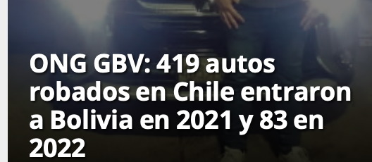 CFValverde's tweet photo. Ayer, el niño ministro dijo que los robos de vehículos en Chile e internados a Bolivia fueron el 2019, esto a lo mejor le sirva (es de Página Siete, hoy). La policía está como está, porque el niño no sirve para el cargo; no lo respeta nadie https://t.co/sX4KFG5Qj1
