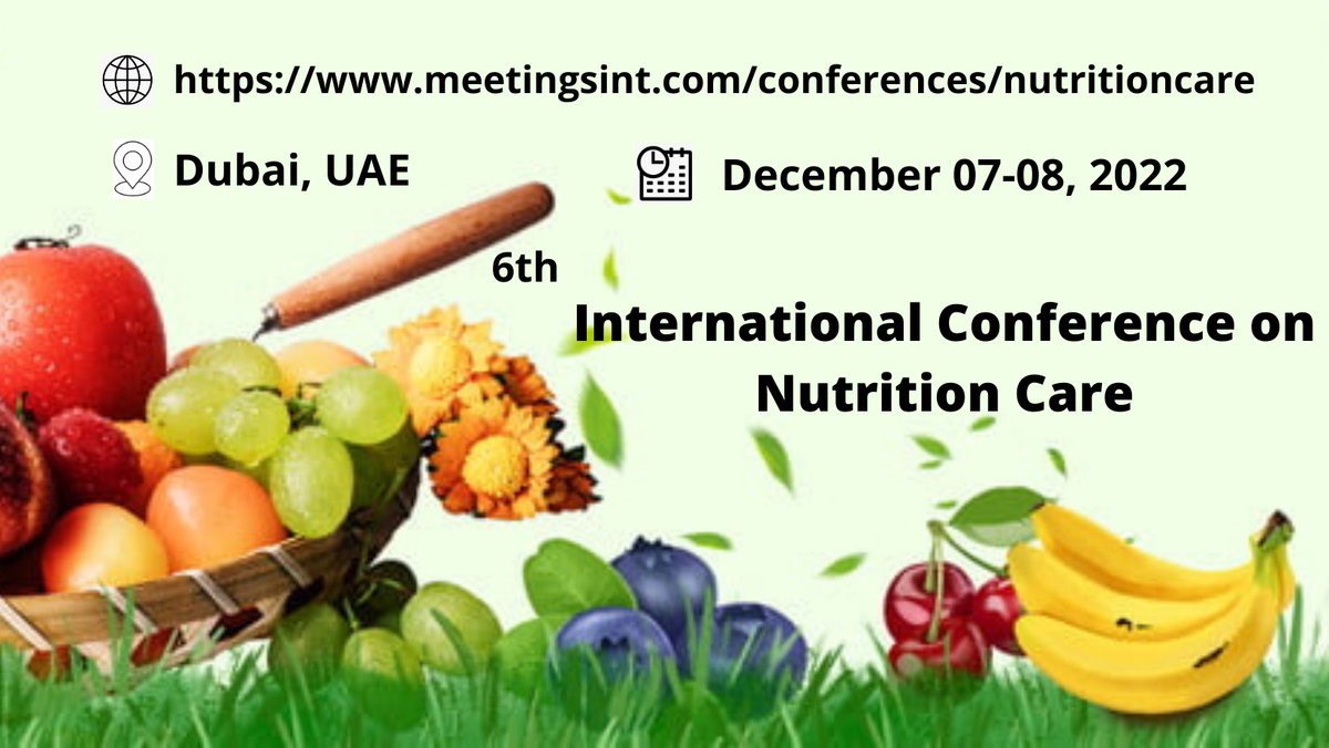 Call_papers's tweet image. Good nutrition is essential to a healthy, happy childhood.
International Conference on Nutrition Care", held on during December 07-08, 2022 in Dubai, UAE.
Visit: meetingsint.com/conferences/nu…
Contact us: medical.healthjournal@gmail.com
#nutritioncare #nutrition #sportnutrition