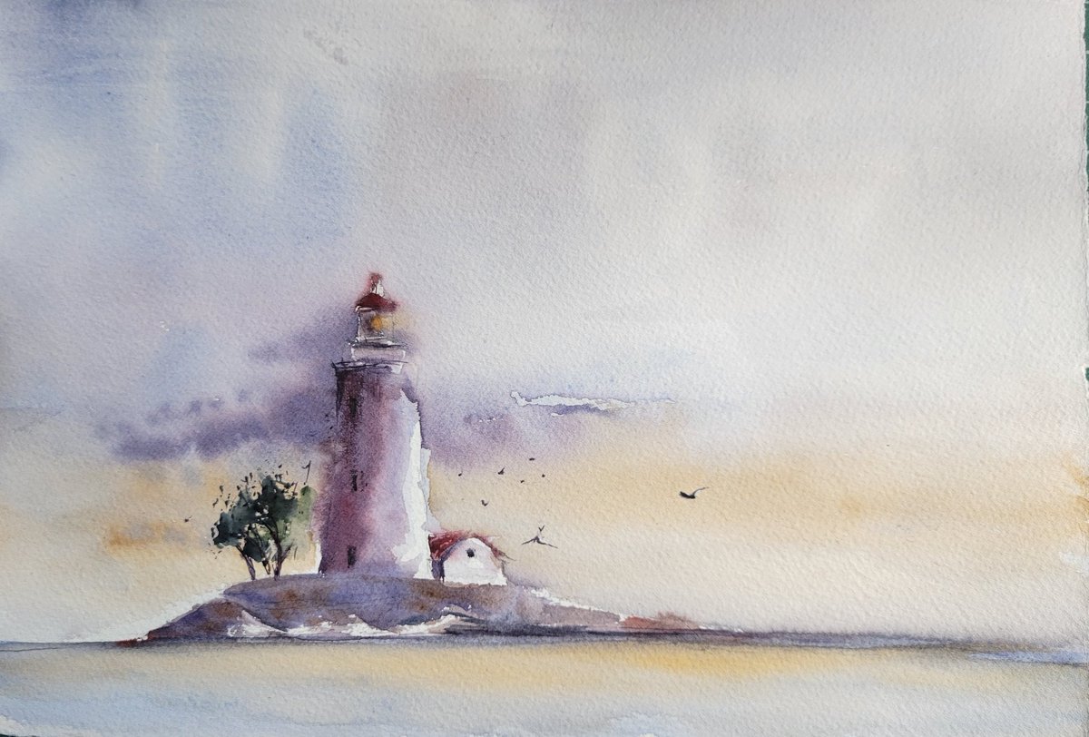 Sunrise. #watercolours on #fabrianoartistico paper

#watercolor #lighthouse #seascape