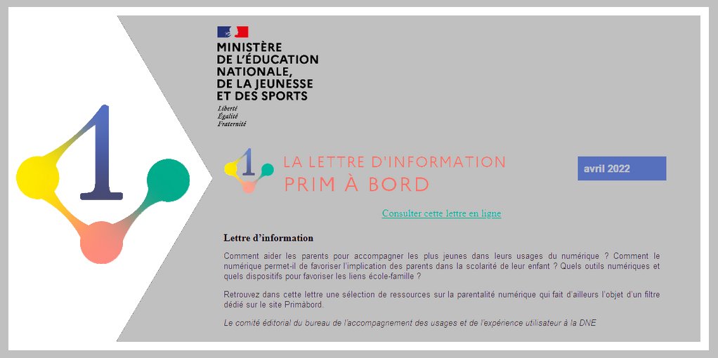 Cycles 1⃣, 2⃣ et 3⃣ | Se former | #ParentalitéNumérique

📌 La nouvelle lettre #Primàbord vient de paraître

▶️ primabord.eduscol.education.fr/IMG/lettre/_ma…

✅ Aider les parents pour accompagner les plus jeunes 
✅ Comment favoriser l’implication des parents ? Avec quels outils numériques ?