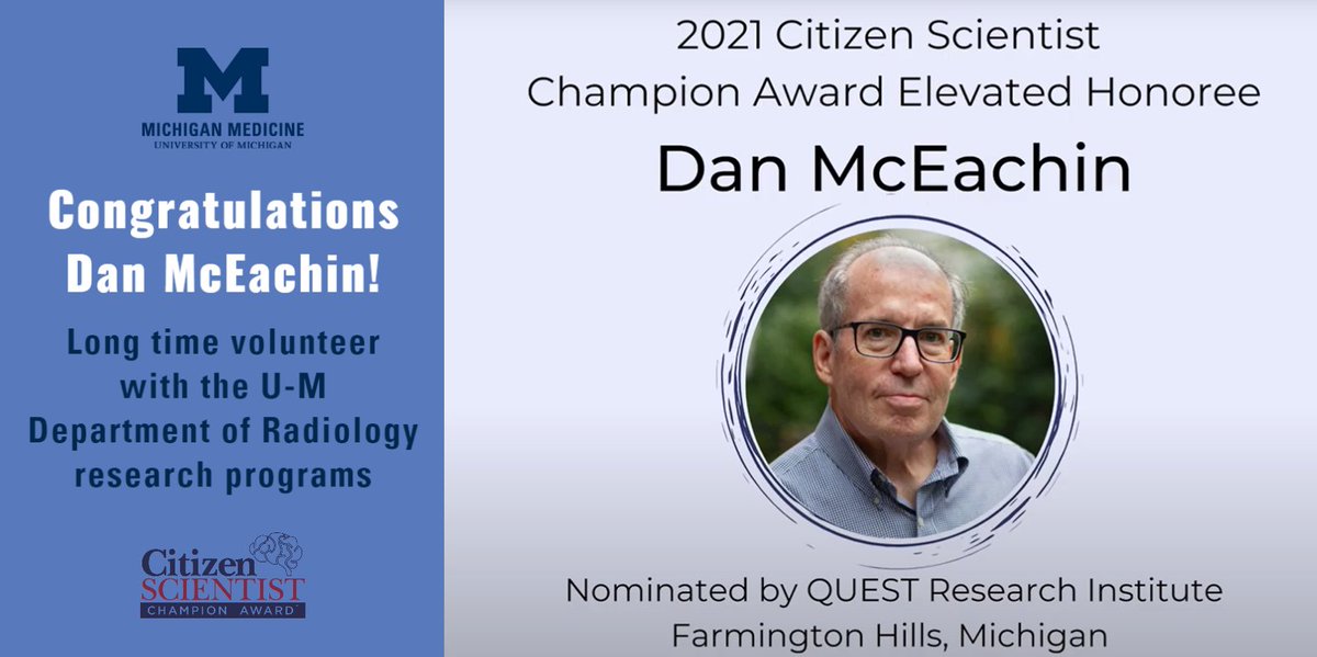 Michigan Radiology (@umichradiology) on Twitter photo Our Functional Neuroimaging, Cognitive and Mobility Lab <a href="/fNiCoMoLab/">Functional Neuroimaging, Cognitive & Mobility Lab</a> would like to congratulate Dan McEachin who was recognized as a 2021 Citizen Scientist Champion Honoree.
globalalzplatform.org/awards/
<a href="/GAP_Foundation/">Global Alzheimer's Platform Foundation</a>
youtube.com/watch?v=QklTZA… Our Functional Neuroimaging, Cognitive and Mobility Lab <a href="/fNiCoMoLab/">Functional Neuroimaging, Cognitive & Mobility Lab</a> would like to congratulate Dan McEachin who was recognized as a 2021 Citizen Scientist Champion Honoree.
globalalzplatform.org/awards/
<a href="/GAP_Foundation/">Global Alzheimer's Platform Foundation</a>
youtube.com/watch?v=QklTZA…