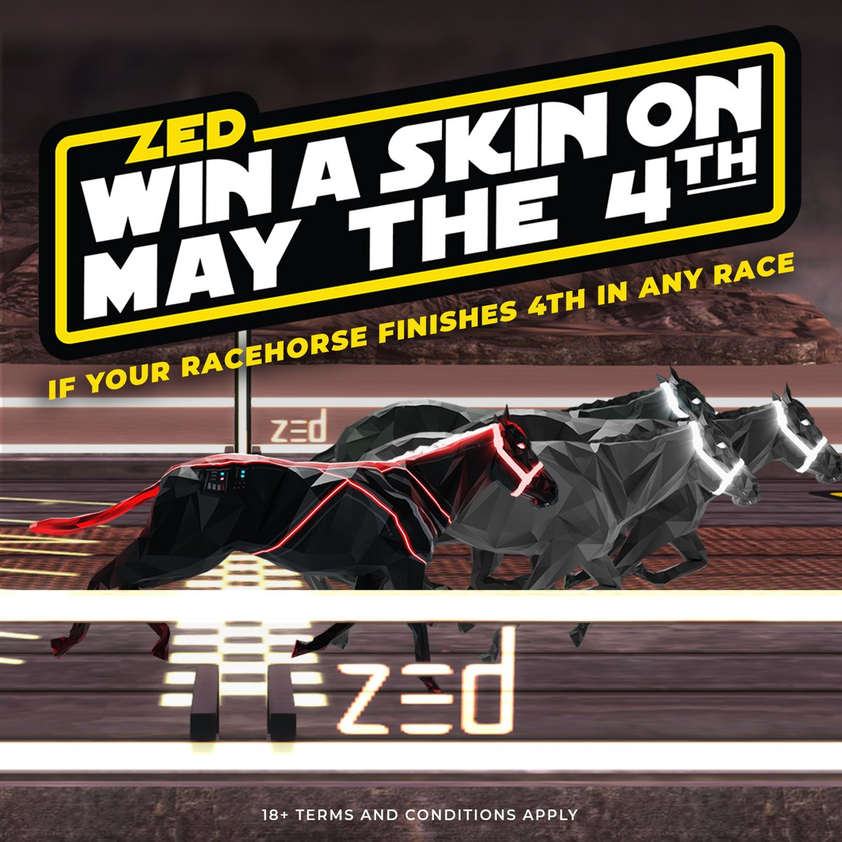 Any race in any class, paid or free. Race now: url.zed.run/Race-1

🇺🇸 EDT: 12:00am May 4 - 11:59pm May 4
🇺🇸 PDT: 9:00pm May 3 - 8:59pm May 4
🇬🇧 BST: 5:00am May 4 - 4:59am May 5
🇦🇺 AEST: 2:00pm May 4 - 1:59pm May 5
🌐 UTC: 4:00am May 4 - 3:59am May 5