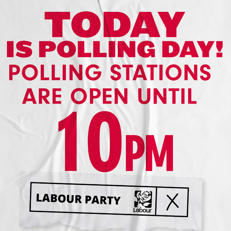 UKLabour's tweet photo. Polling stations are open!
 
Vote now, until 10pm this evening.