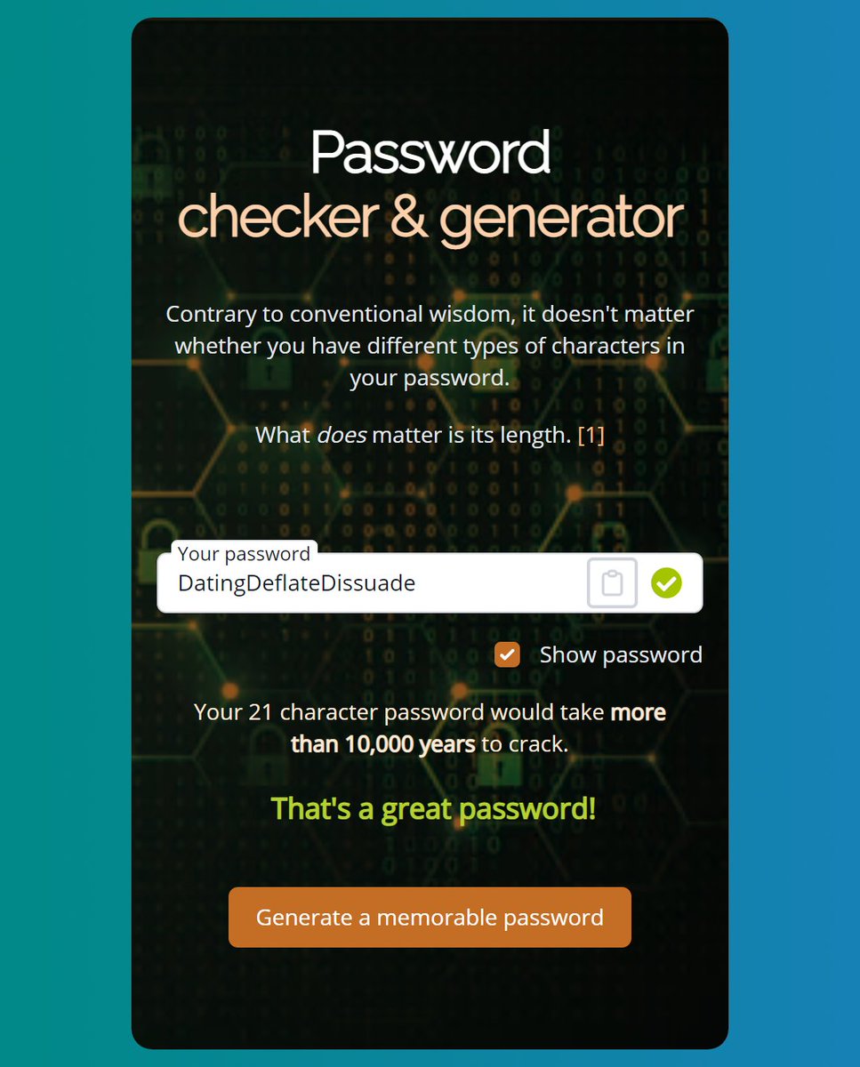 jdlt_tech's tweet photo. Already using a Password Manager?

When did you last update your Master password?

Generate memorable, secure passwords here.

https://t.co/zZ0kETg7Ic

#cybersec #passwords https://t.co/DHWMf4V0kd