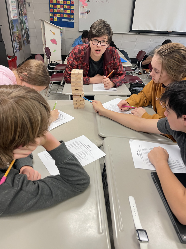 Mrs. Martin's Spanish I classes played Jenga to review verbs