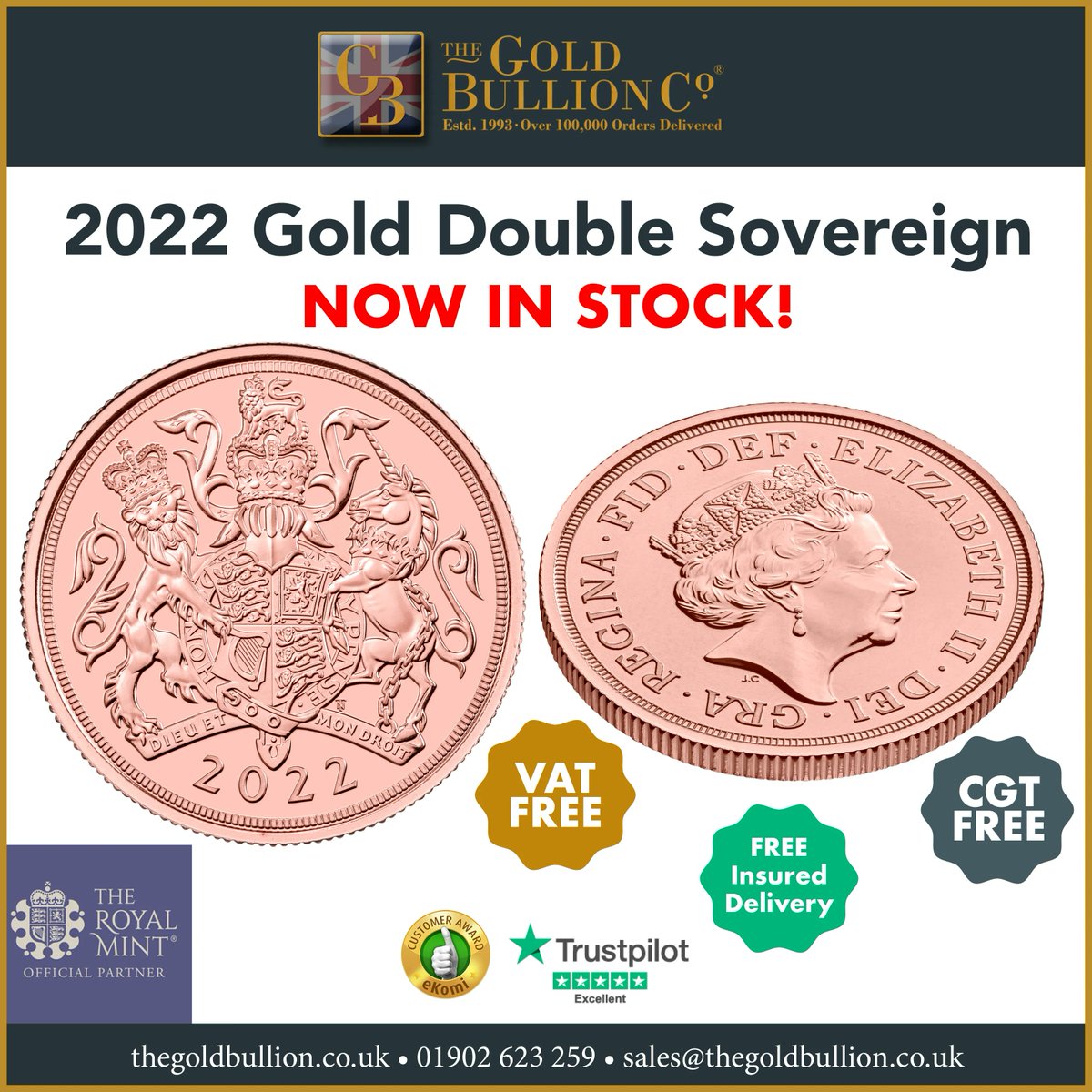 thegoldbullion's tweet photo. ⚠️ New Stock Arrival ⚠️
2022 Gold Double Sovereign | The Royal Mint
Purchase Here: https://t.co/ouNmfuk8lB
#thegoldbullionco #newbullion #doublesovereign #theroyalmint https://t.co/KYfJraMode