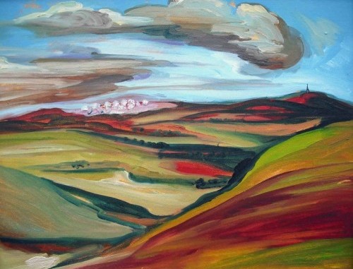 Ilkley Moor from Keighley Gate, by Kate Johnson, Bingley-based sculptor and painter.