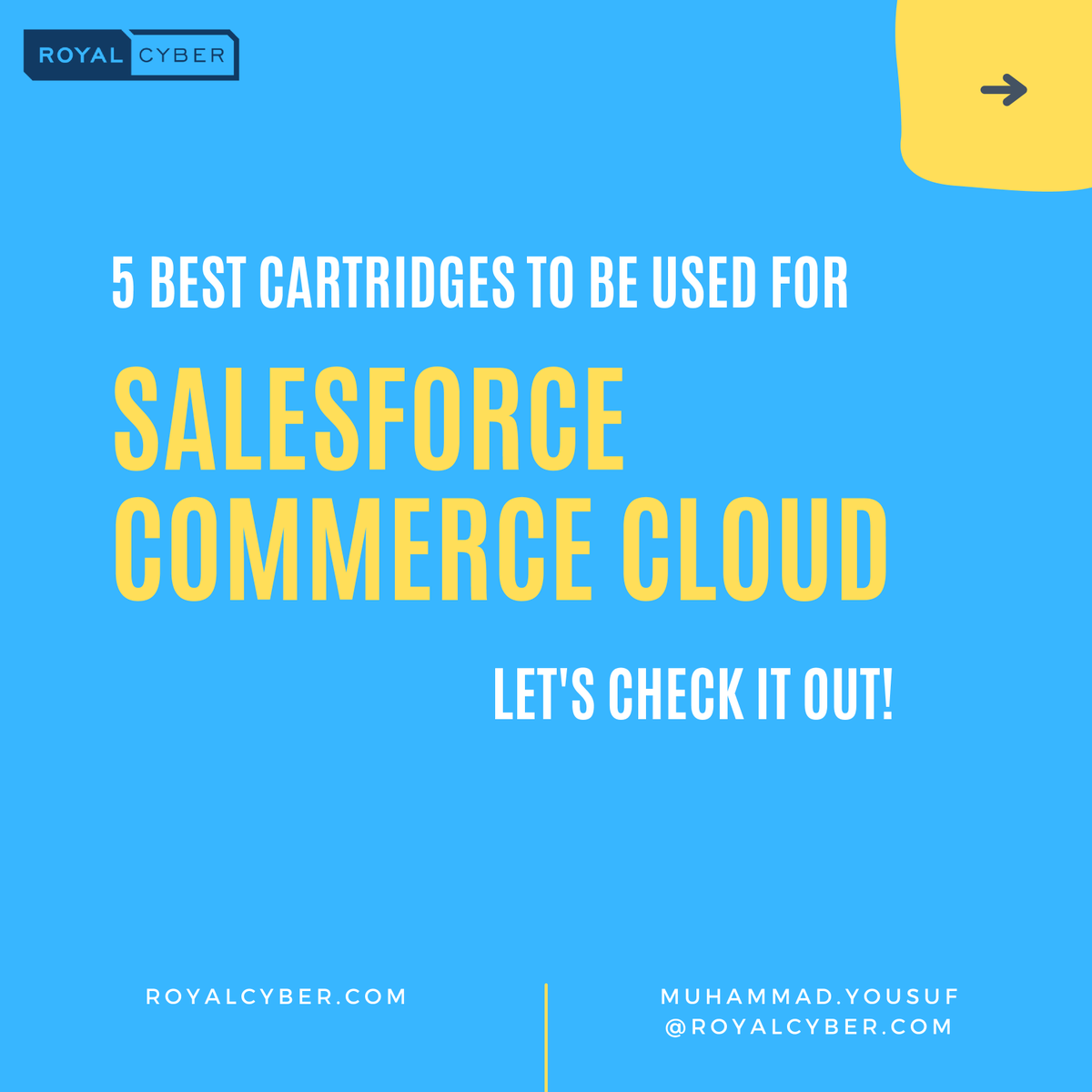 RoyalCyberUSA's tweet image. Discover Royal Cyber's Exclusive Certified Cartridges for Salesforce that support both, new and existing implementations, and learn more on how these can benefit your eCommerce business!
Explore More! ow.ly/E37050IYQu2
.
.
#Salesforce #SalesforceCommerce