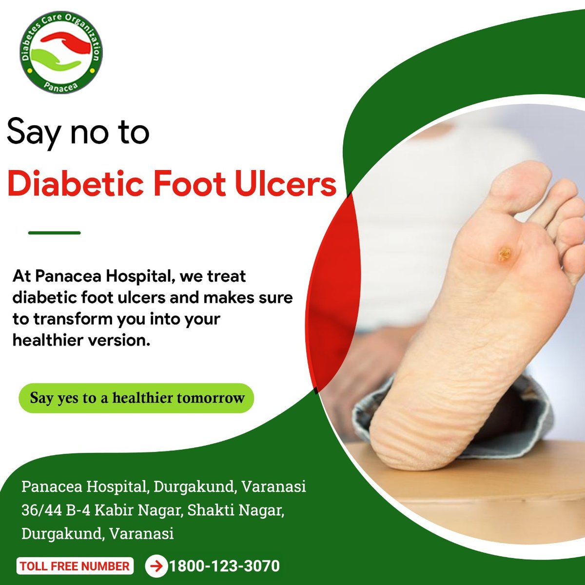 PanaceaVaranasi's tweet photo. A diabetic foot ulcer is an open sore or wound, generally occurring on the bottom of the foot.

#PanaceaHospital #diabetology #cardiology #diabetic 
#diabeticfootulcers
#footulcers #varanasi #banaras 
#highbloodsugar https://t.co/lciD3T7K1d