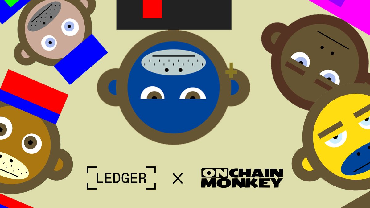 Ledger's tweet photo. We’ve teamed up with @OnChainMonkey to create a custom Nano X - perfect for keeping your 🐒 🐒 and other NFTs safe &amp; sound!

Grab yours now: https://t.co/XGoyyO0AHE https://t.co/V9MzusHa7B