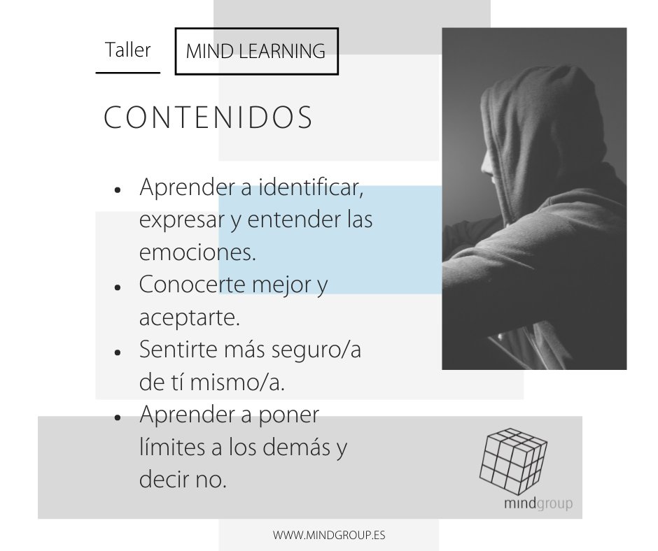 mind_group's tweet photo. #MindLearning @mind_group te presenta el #taller para #adolescentes de 14 y 16 años:  

"Nadie me entiende, yo me entiendo".

6,13 y 20 de mayo 2022
17:30 a 19:30h.
8 plazas
Precio: 175 euros

Impartido por @angelaG_fajardo.

☎️ 91 547 03 51 📱 665 861 255

#madrid #psicología https://t.co/ba6dGq6iYI