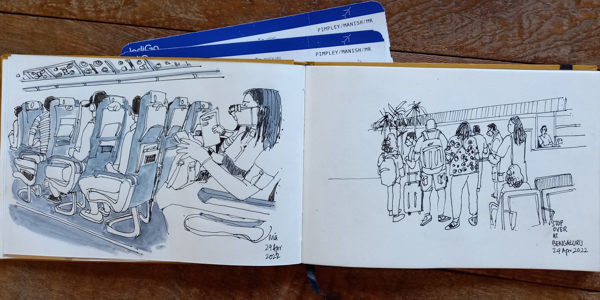 manishbytes's tweet photo. Vacation mood: on.
Capturing the best memories along the way.
#travel #wandelust #traveldiaries #sketchdiaries #journey #vacation #penandink #sketch #sketchbook #urbansketchers #USk #uskpune #sketchingonsite @IndiGo6E https://t.co/oIp7y7DP6h