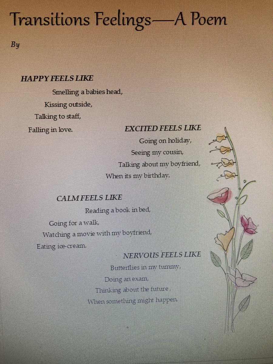 Successful group session exploring #transitions and #emotions. #ALD students created this poem from their session work. Such a positive impact incorporating #creativity into #SLT. #downsyndrome #mySLTday