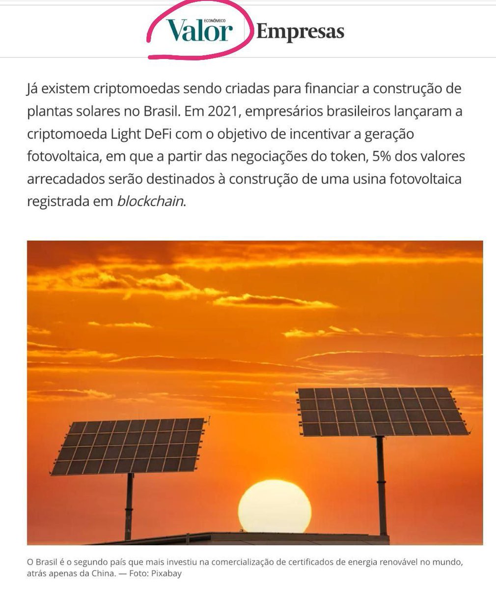 luciusflavus's tweet photo. O Criptoativo que invisto saiu nesse importante meio de comunicação !! Financiamento para produção de energia limpa.

https://t.co/VKR1J5MFwF

#LightDeFi
@Light_DeFi 
#WeAreLightDeFi 
#LightDefiIsTheFuture 
#LightDefighters 
#Brillacom 
@brillacom_org 
@lightminner 
#Lightminner https://t.co/qVI3R3fqsz