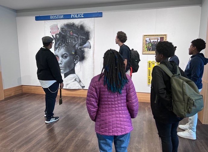 ~> Sometimes I forget how fortunate I am to be an artist. Thank you to Nicole Winters and the <a href="/TheRiversSchool/">The Rivers School</a> for inviting me to have a conversation with over 500 of there students. thoughtful conversations and making me feel like home. Nuff Love and Respect! 🙏🏾 #bostonartist