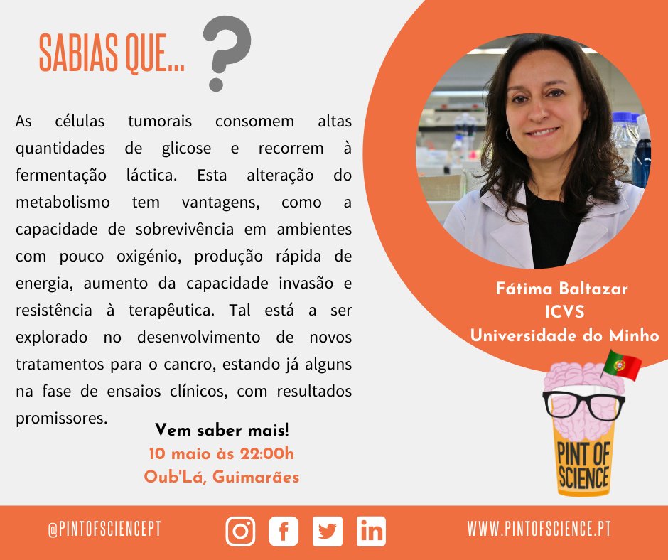 pintofsciencePT's tweet photo. Fátima Baltazar vem falar-nos sobre cancro e ácido láctico. 💭🎗️
10 de Maio, às 22:00, no Oub'lá.
Descobre mais sobre o orador em,
https://t.co/WD7fZfJdKc
#pint22 #pintworld #posPT #guimaraes #cartaz #scicomm #scicommpt #compesecabeca #ciencia #sciencefiction https://t.co/omQDcUTo3m