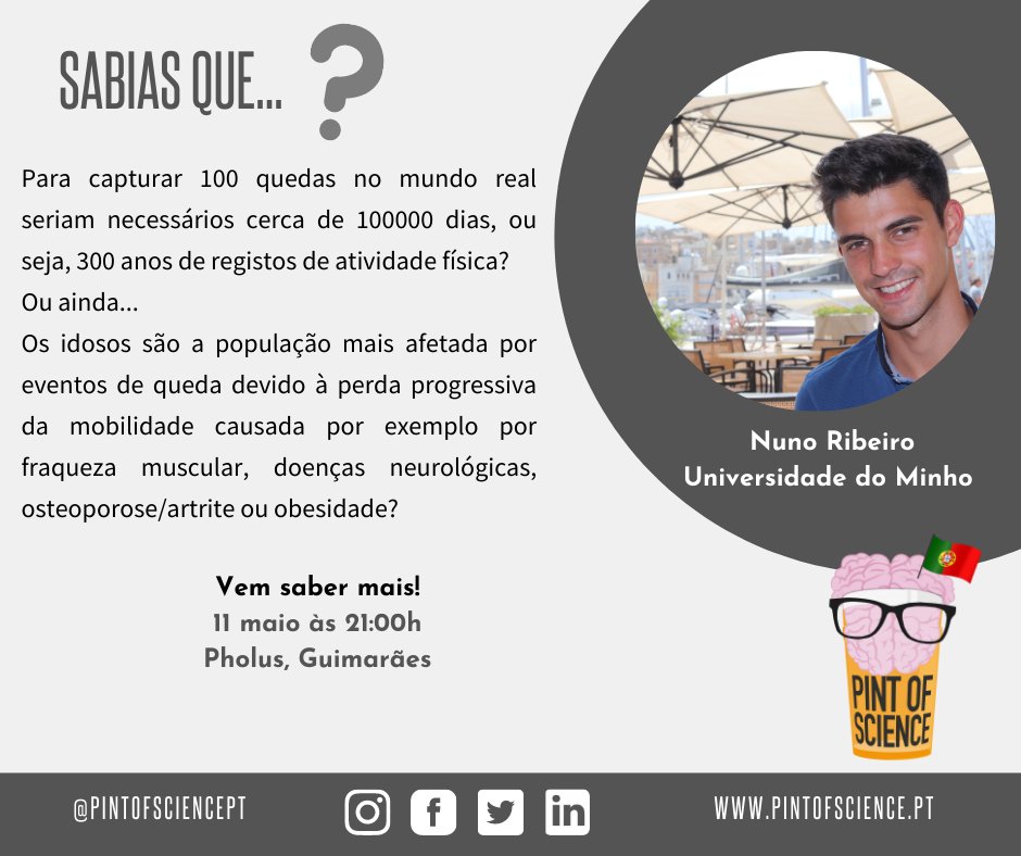 pintofsciencePT's tweet photo. Nuno Ribeiro vem falar-nos sobre previsão e prevenção de queda e inteligência artificial.
11 de Maio, às 21:00, no Pholus.
Descobre mais em,
https://t.co/Wr08WQSTXx
#pint22 #pintworld #posPT #guimaraes #cartaz #scicomm #scicommpt #termuitalata #ciencia #sciencefiction https://t.co/rGXdJBBFZN