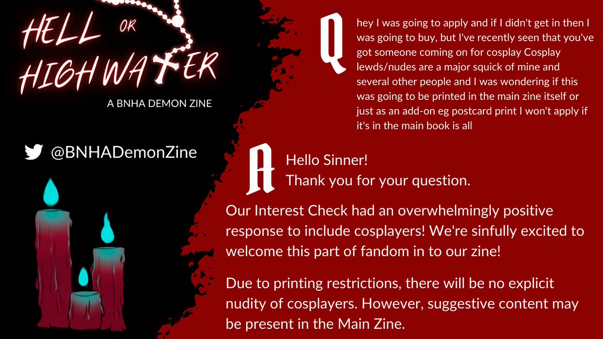 BNHADemonZine's tweet photo. hey 
I was going to apply and if I didn't get in then I was going to buy, but I've recently seen that you've got … — Hello Sinner!
Thank you for your question.

Our Interest Check had an overwhelmingly positive response to include… https://t.co/vBS9WcqKKQ https://t.co/dLtcsOLe7T