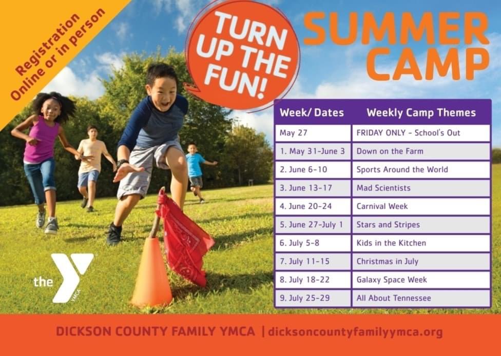 Each week we have a different theme planned at our #dicksonymca Summer Camp to make sure your kids have tons of fun all summer long!

Daily and weekly spots are available, but spots are limited.  Don't wait to get your kids signed up today!  

Stop by the Y or sign up online!
