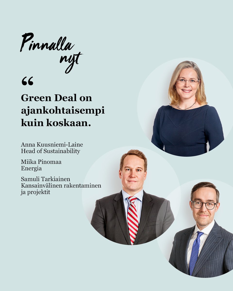 Eurooppa tarvitsee kipeästi lisää riippumatonta energiantuotantoa. <a href="/KuusniemiAnna/">Anna Kuusniemi-Laine</a>, Miika Pinomaa ja Samuli Tarkiainen toteavat Green Dealin olevan nyt ajankohtaisempi kuin koskaan. Lue lisää castren.fi/fi/blogijauuti…

#energy #renewableenergy #greendeal

See translation