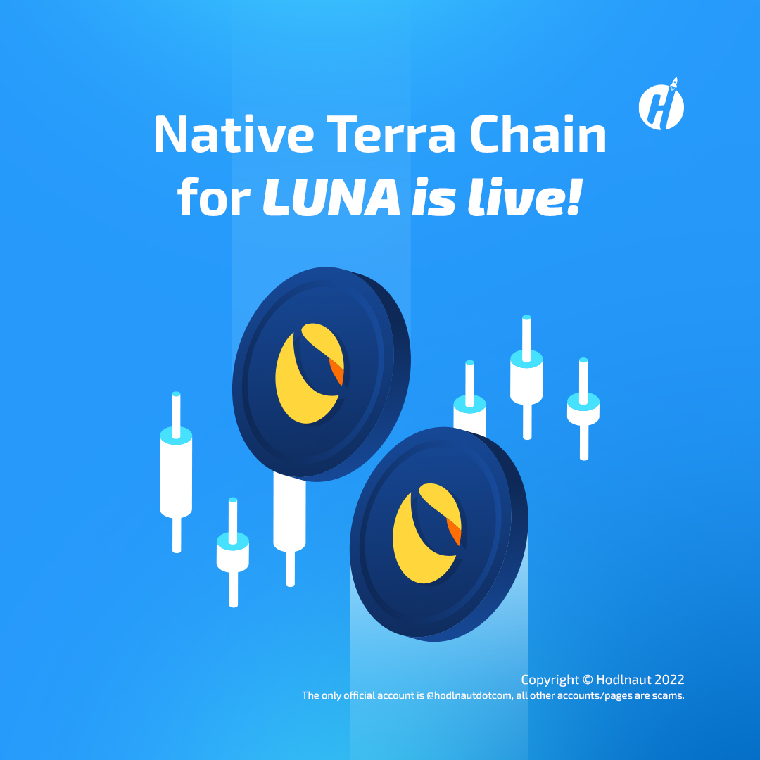 hodlnautdotcom's tweet photo. We are overjoyed to announce that the Native Terra Network for $LUNA has gone live!

Now you can easily deposit and withdraw your LUNA via the Terra Network, saving on gas fees!

Find out more 👇
https://t.co/aqgdwGmvr7 https://t.co/rd7IPw1C0C