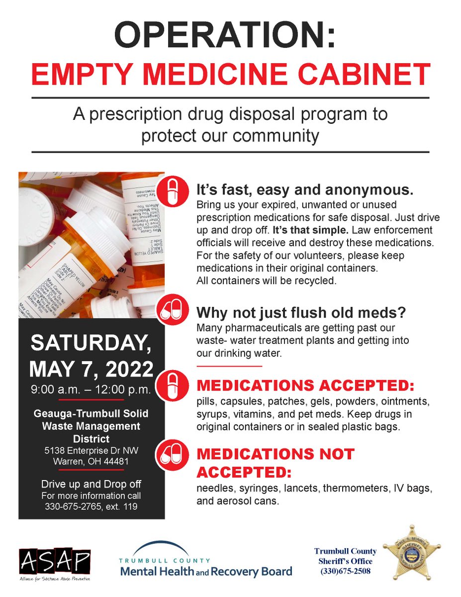 ONEHealthOhio1's tweet photo. #DrugTakeback #Medicine #Prescriptions #LocalEvents #LocalAnnouncements #SubstanceAbuse #Prevention #WarrenOhio #MentalHealth #Recovery #RISERecovery #ONEHealthOhio #CommunityHealth #HealthAndWellness https://t.co/JuFy7P4U4d
