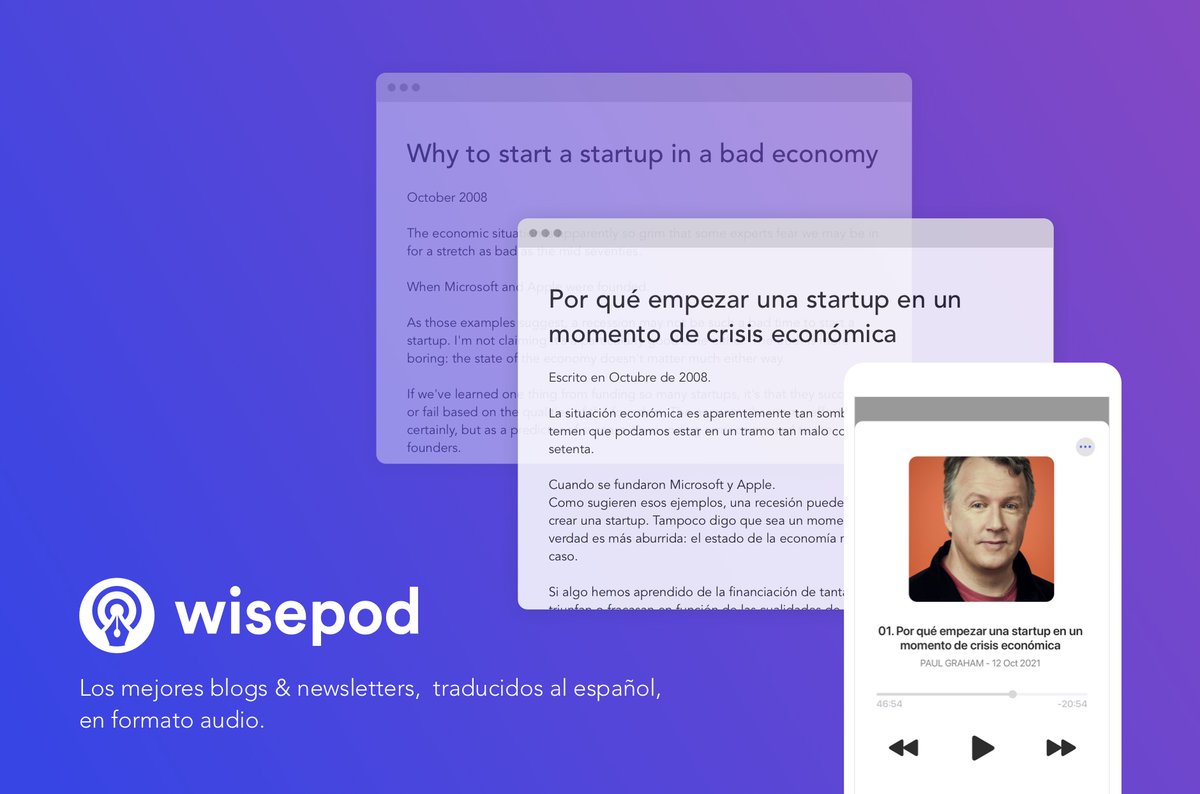 ✨ Twitter haz tu magia ✨

Estoy lanzando un proyecto personal (wisepod.app) y me encantaría contar contigo como beta tester :) ¿Te apuntas?