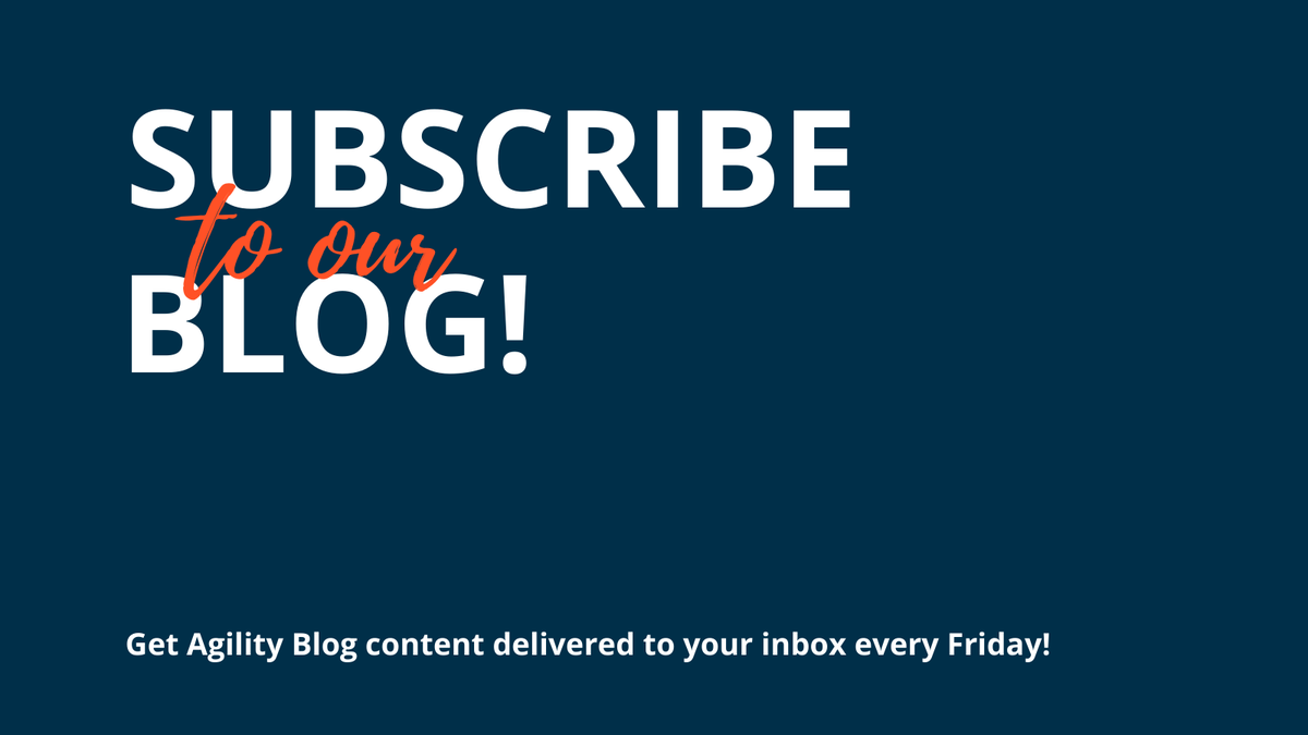 AgilityPRS's tweet photo. Want to get Agility Blog stories delivered right to your inbox every Friday? Subscribe today! https://t.co/OKF8EqvnMH https://t.co/JfrTbOyUZx