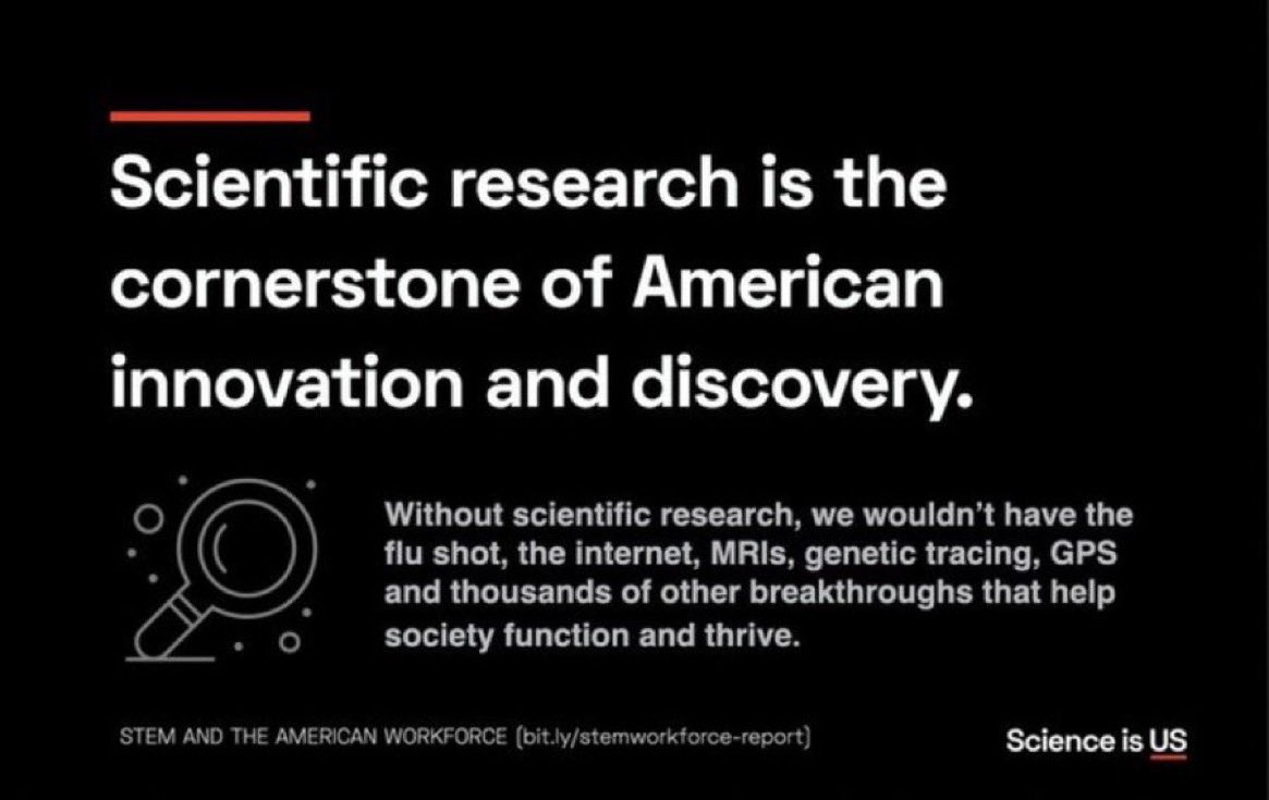 Science_Is_US's tweet image. Without scientific research and funding we wouldn’t have advancements in science and technology that help society function and thrive. Supporting science and engineering are vital for the U.S., the economy, and for developing a competitive and robust #STEMworkforce. #ScienceIsUS