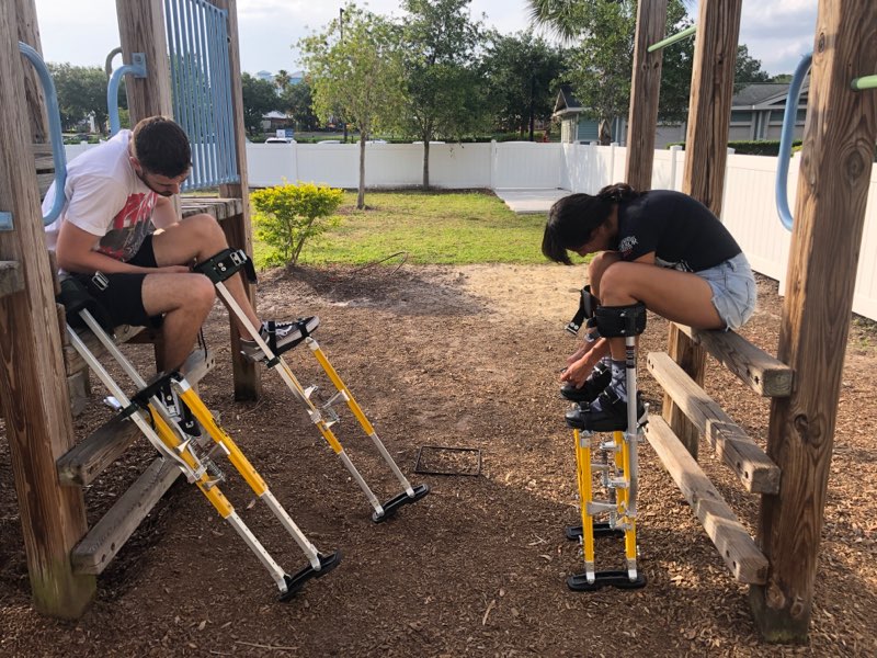 Stiltwalking update: my dear spotter got his own pair now too. 🥰