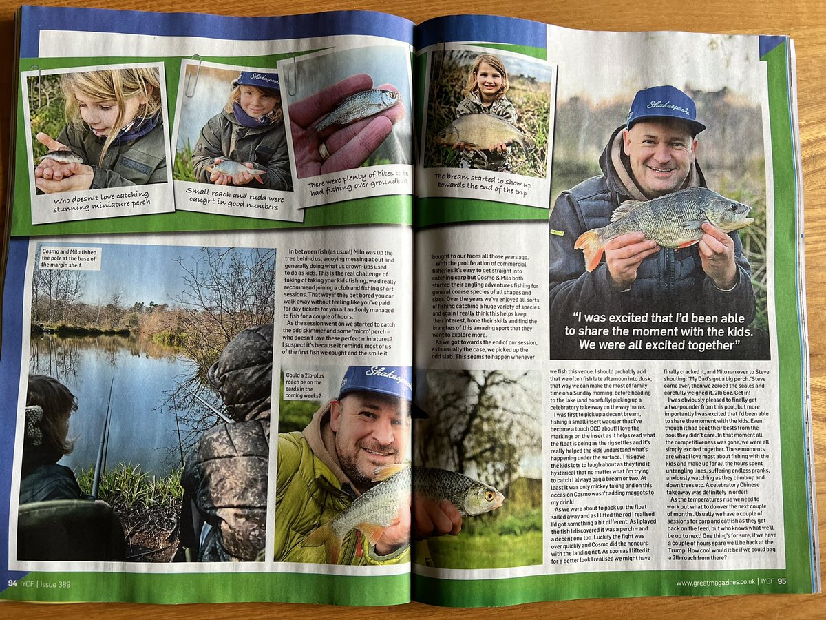 fishingfamilyuk's tweet photo. Proud to have our first article in print in this month’s @iycfmagazine 

#takeyourkidsfishing #makeitfun

#fishing #coarsefishing #shakespeare @HindersFishing #angler #angling #bream #roach #rudd #perch @GetIntoFishing #fishingfamily https://t.co/XfzewGQhdL