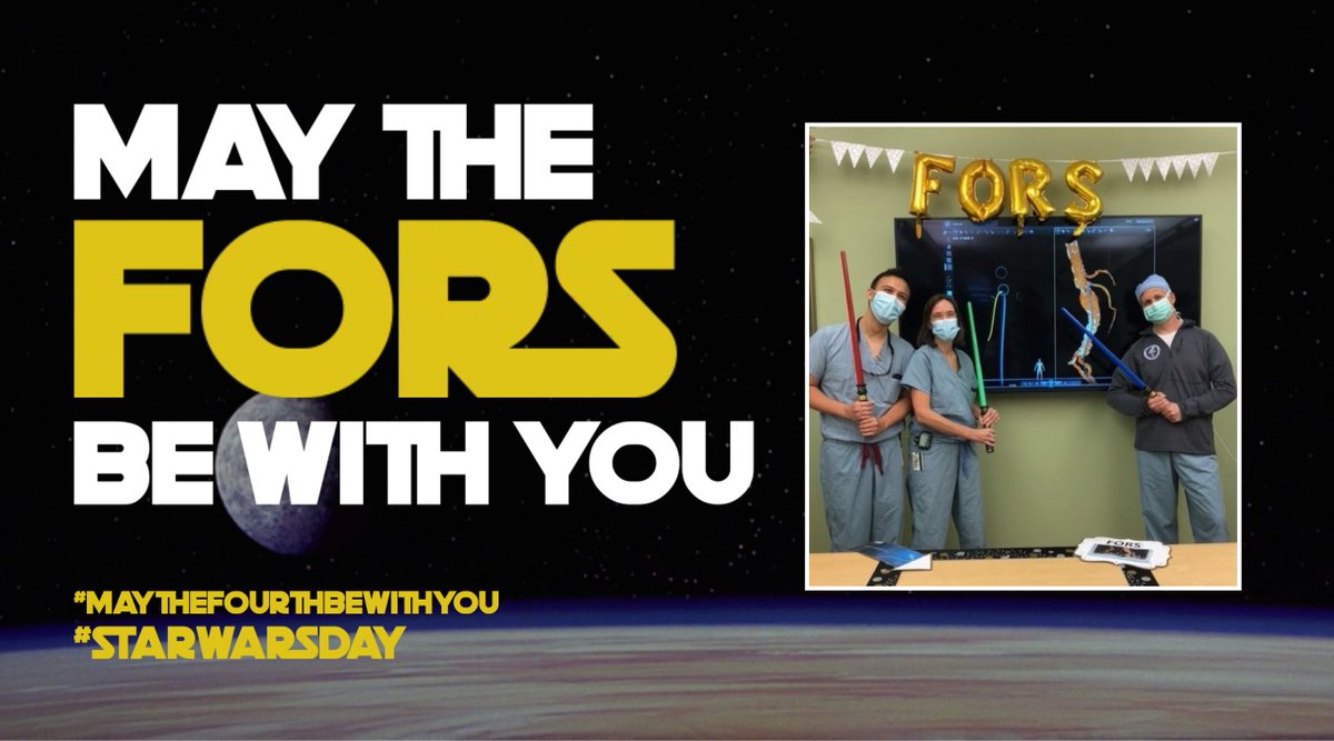 umassmemorial's tweet photo. The FORS is strong with @UMassVascSurg on #StarWarsDay!

In 2021, they made history by becoming the first in the U.S. to perform a minimally invasive complex aortic aneurysm repair with, Fiber Optic RealShape (FORS), that uses fiber optic cable imaging instead of X-ray radiation. https://t.co/tCRUnQbYdV