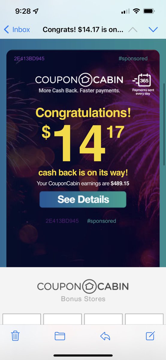 Thanks <a href="/CouponCabin/">CouponCabin</a> for another easy payment!!