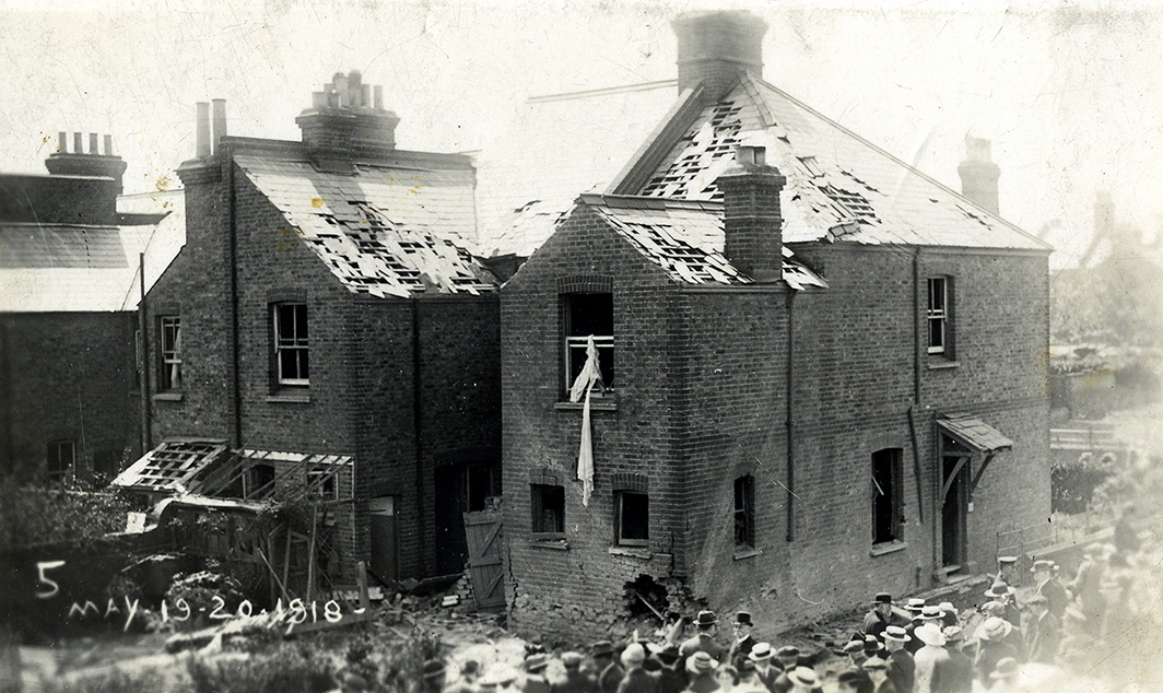FavershamSoc's tweet photo. Did you know that Faversham was bombed during WWI? The image shows the damage on the corner of Norman and Saxon Road! We have volunteers working to digitise 5k + images onto a database. We are so grateful to all who volunteer for the Faversham Society. 
https://t.co/Tspd3jSEGf https://t.co/A78xCPksKu