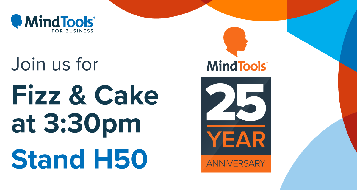 It's been a long day at <a href="/LearnTechUK/">Learning Technologies</a>, but it's not over yet! Join us at stand H50 in an hour for fizz and cake to help us to celebrate 25 years of Mind Tools! 🍰🍾 #LT22UK