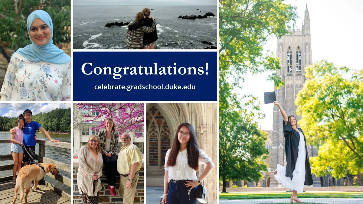 DukeGradSchool's tweet photo. Looking forward to celebrating our graduating PhD and master's students this weekend. See the list of graduates and their photos at https://t.co/PuDp6FuKQo. https://t.co/Db2iJ60hpk