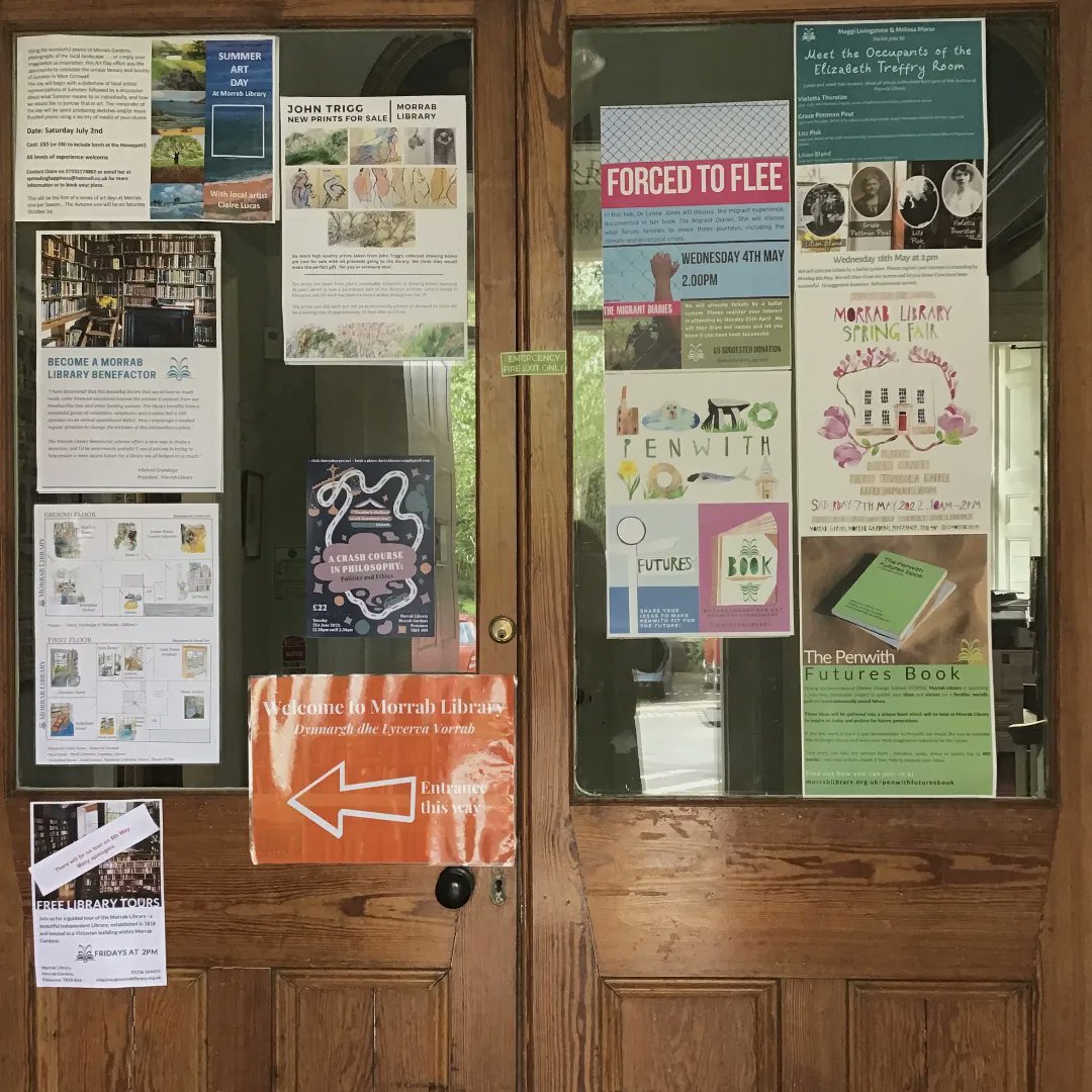 morrablibrary's tweet image. When visiting the library you may notice the poster door at the entrance where we advertise all of our upcoming talks and events: from Spring Fair through Summer art classes, to an upcoming talk about the women of the Elizabeth Treffry Room #libraryevents #librarytalks