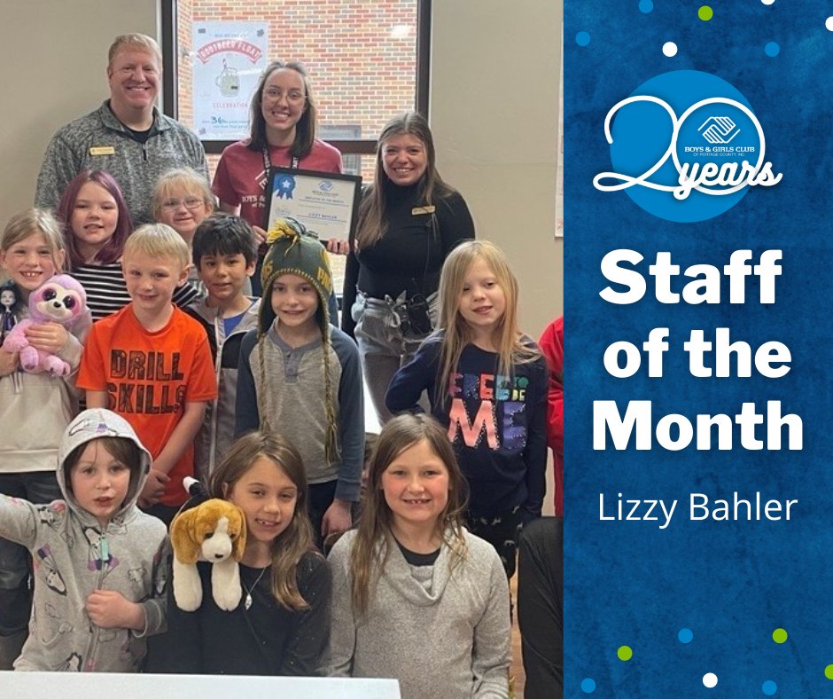 Congratulations to Lizzy Bahler for being the April Staff of the Month!

Lizzy is amazing with our first and second-grade group at the Berard Center.

Click the link below to head to our blog and read more about Lizzy's work! ⬇️ ⬇️ ⬇️
bgclubpc.org/post/recfwQsOj…